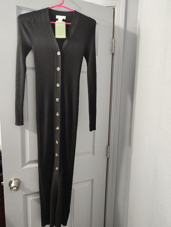 H&M Dresses & Skirts - NWT H&M HM Ribbed Knit Button-Front Black Maxi Dress Women's XS